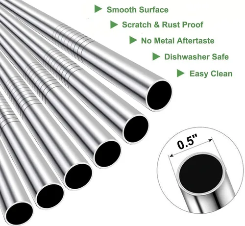 Miniatura 3 de Vinaco Pajitas para batidos de acero inoxidable, extra anchas de 0.5 pulgadas, popotes de metal reutilizables para batidos, té de burbujas, batidos