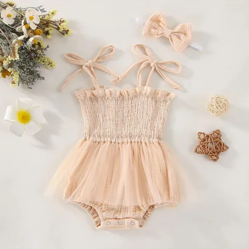 Miniatura 2 de Meihuida Mameluco sin mangas para bebé recién nacido, ropa de verano, mono de algodón con diadema