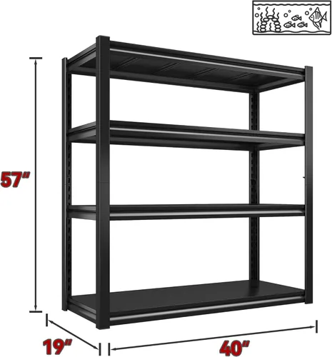 Miniatura 3 de Raybee Estantes de almacenamiento de garaje resistentes de 40 pulgadas de ancho, paquete de 3, estantes de metal ajustables de 4 niveles