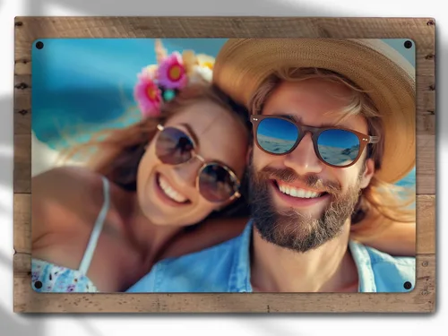 Miniatura 11 de MUNDAZE Impresión de metal de retrato personalizado en marco de paleta de madera recuperada – Regalo de foto familiar personalizado – Recuerdo