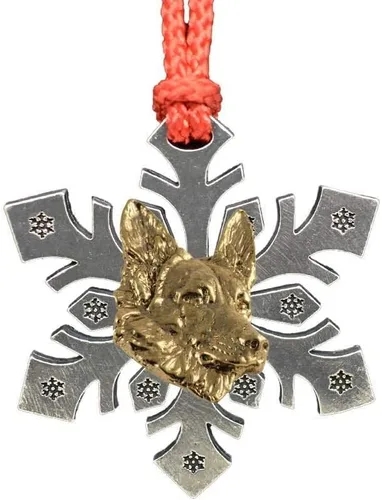 Miniatura 11 de Adorno navideño para colgar en la cabeza de collie con borde de peltre antiguo hecho a mano para decorar coronas y árboles de Navidad del hogar