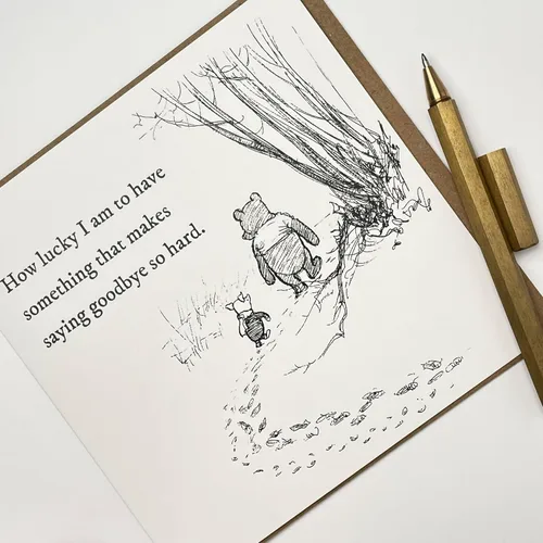 Miniatura 3 de Old English Co. - Tarjeta de felicitación de Winnie The Pooh para él o ella, cita de amistad de Winnie The Pooh y Piglet para hermana, prima, BFF