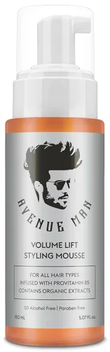 Avenue Man Volume Lift Mousse – Espuma para el cabello de 5.07 onzas con aceite de argán, proteína de seda y vitamina E para mayor fuerza, grosor y