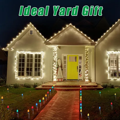 Miniatura 6 de 60 Piezas Estacas de Luz de Navidad de 12 Pulgadas Estacas de Luz de Metal para Luces de Navidad Patio Césped Estacas de Luz para C7 y C9 Estacas