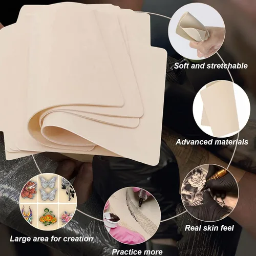 Miniatura 5 de Hojas para práctica de tatuaje Yuelong, doble lado, 10 hojas de 8 x 6 pulgadas, pieles para práctica de tatuaje para juegos de suministros