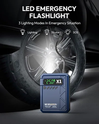Miniatura 5 de YESPER Arrancador con Compresor de Aire 2000A 150PSI Arrancador de Batería Portátil (8L Gas/6L Diésel), Cargador de Batería de 12V Paquete