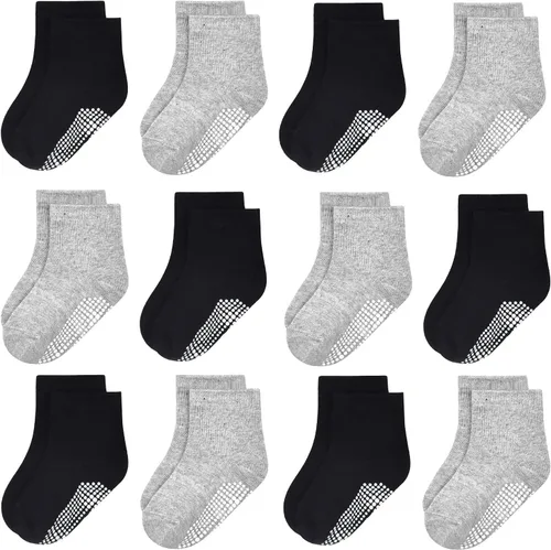 Miniatura 16 de GRPSKCOS Calcetines Antideslizantes para Bebés 12 Pares Calcetines Antideslizantes para Niños Pequeños de 0-7 Años Infantes Niños Pequeños Niños