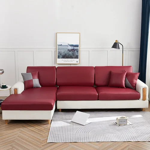 Miniatura 12 de Fundas elásticas para cojín de sofá, de piel sintética resistente al agua, funda de cojín desmontable para sofá, protector de muebles para cojín