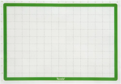 Tovolo TrueBake - Alfombrilla de silicona para hornear media hoja con líneas de rejilla para hornear galletas, pastelería, masa rodante, cocinar,