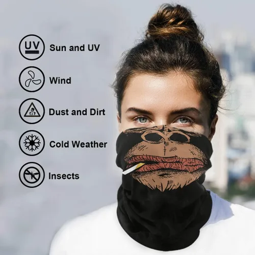 Miniatura 3 de Máscara facial pasamontañas media bandanna Gorilla fumando cuello polainas sol polvo protección contra el viento sin costuras diadema para mujeres