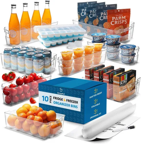 Miniatura 9 de Organizador de nevera - 8 piezas de contenedores organizadores de refrigerador - Organización y almacenamiento de despensa para nevera