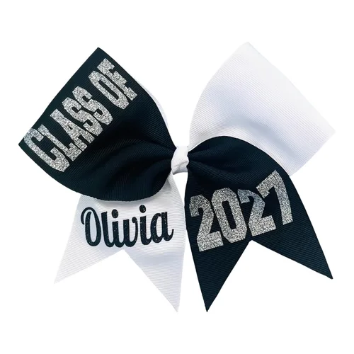 "Class of" Senior Tick Tock Cheer Hair Bow - Regalos de graduación