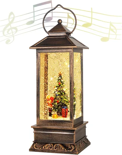 Linterna de globo de nieve de Navidad, decoraciones de Navidad, regalos de Navidad, decoración vintage para el hogar en interiores, linterna de