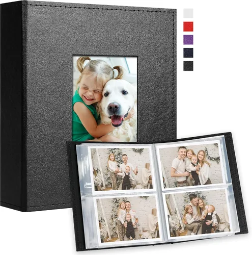 Miniatura 20 de Vienrose Álbum de fotos pequeño de 4 x 6 pulgadas, paquete de 2 mini libros de fotos con cubierta de cuero, 26 páginas con capacidad para 52