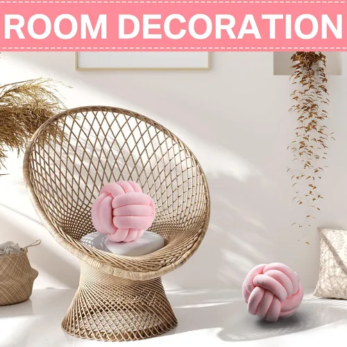 Miniatura 4 de Namalu 2 almohadas redondas de felpa con nudo, suaves y estéticas, para aliviar el estrés, lindas almohadas decorativas anudadas para la decoración