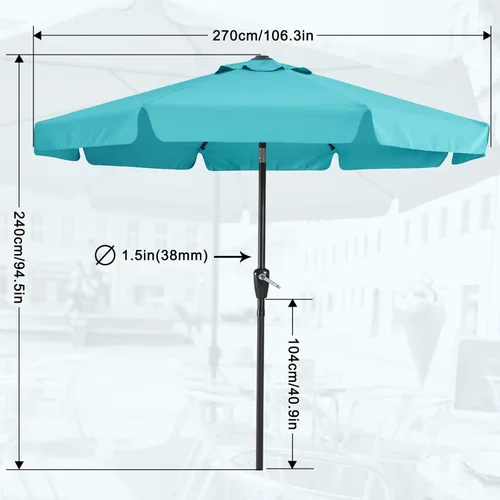 Miniatura 3 de MASTERCANOPY Sombrilla de Patio Valance para Mesa de Exterior Market - 8 Varillas (9 pies, Turquesa)