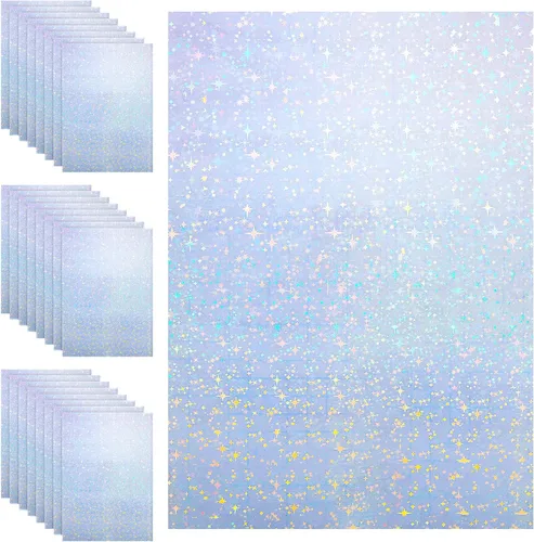 Miniatura 9 de Outus 24 hojas de papel adhesivo holográfico, hojas de laminado holográfico, láminas de superposición transparente, laminación adhesiva de vinilo