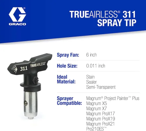 Miniatura 5 de Graco 243041 Magnum - Extensión de punta de 15 pulgadas, gris y TRU311 TrueAirless 311 punta de pulverización y armadura de bomba 243104, 1 cuarto