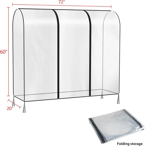 Miniatura 5 de Zilink Funda Transparente para Perchero de Ropa de 6 Pies, Funda Transparente para Perchero de Ropa Impermeable con 2 Cremalleras Duraderas