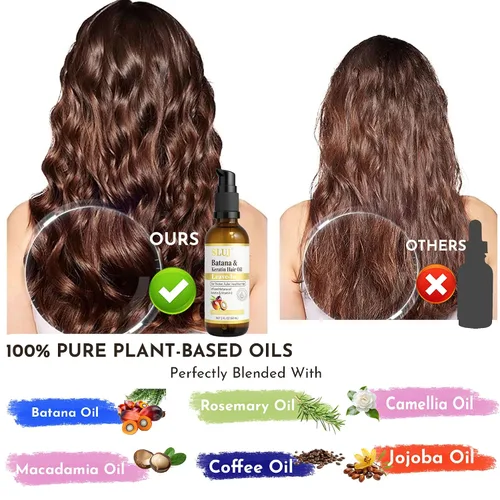 Miniatura 3 de SLUJ Aceite de batana para el crecimiento del cabello, aceite ligero sin enjuague con queratina, vitamina E y aceites botánicos para todo