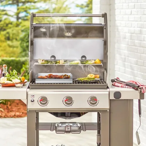 Miniatura 7 de Onlyfire Parrilla de cocina de acero inoxidable para barbacoa, parrilla universal con parte superior plana para la mayoría de parrillas