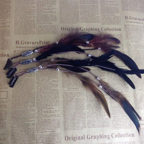 Miniatura 3 de CBLUO 3 pinzas para el pelo de plumas de Halloween, hippie, indio, bohemio, pasadores con borla, bohemios, para mujer, horquillas para el cabello
