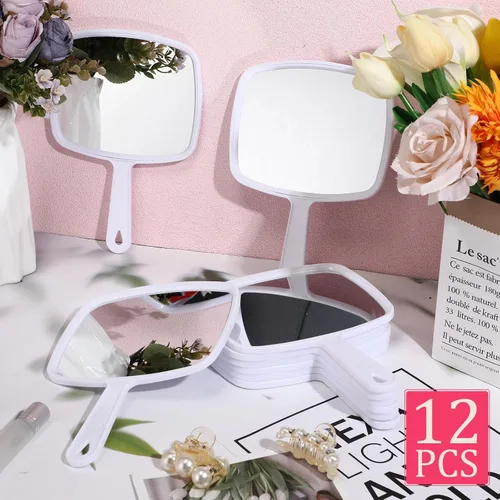 Miniatura 2 de Geetery 12 espejos de mano con asas, espejos de maquillaje de mano, montaje de pared a granel para mujeres, cosméticos, baño, hogar, peluquería