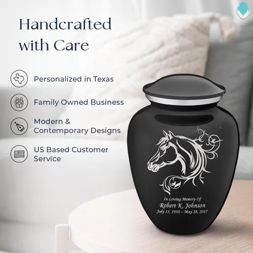Miniatura 9 de Geturns Embrace - Urnas de cremación personalizadas para adultos para cenizas humanas, urna funeraria negra grande para hombres y mujeres, 200 libras