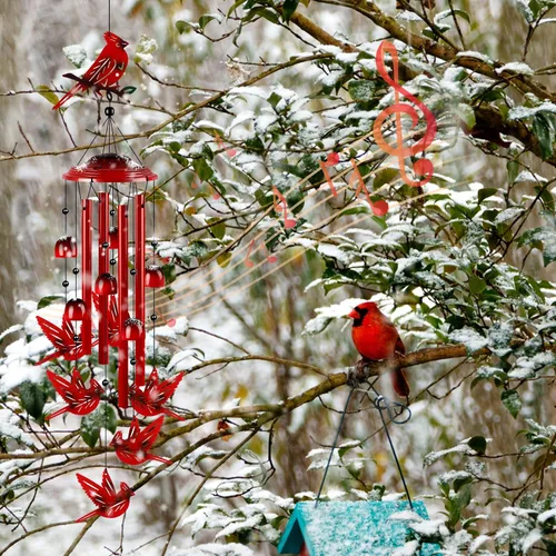 Miniatura 8 de YHmall Campanillas de viento cardenales para exteriores, regalos cardenales para mujeres, tonos relajantes, campanillas de viento conmemorativas
