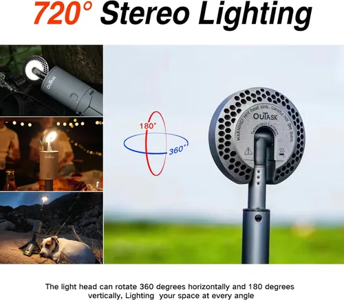 Miniatura 4 de Linterna de camping telescópica Outask, linterna magnética plegable con batería de 12000mAh, linternas impermeables IPX6/IPX7 telescópicas, lámpara