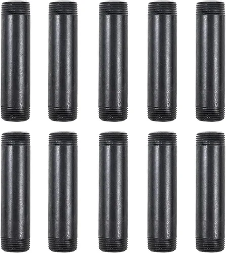 Miniatura 19 de Paquete de 10 pezones de acero maleable negro de 3/4 pulgadas x 8 pulgadas, estilo vintage industrial steampunk.