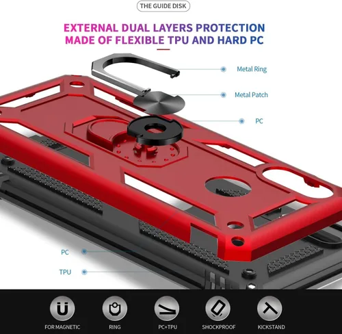 Miniatura 6 de YaHan Funda para Huawei Nova 5T/Honor 20, anillo giratorio de 360 grados, soporte híbrido resistente de doble capa a prueba de golpes, carcasa
