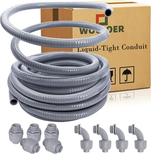 Miniatura 9 de Conducto hermético a líquidos de 1 pulgada y 25 pies, kit de conector y conducto eléctrico flexible no metálico hermético a líquidos, con 5