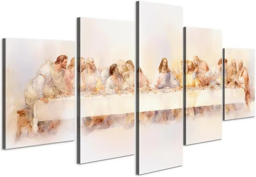 Miniatura 29 de Decoración de pared religiosa cristiana de 5 paneles de Leonardo Da Vinci, arte de pared de La última cena, imágenes de Jesús para decoración