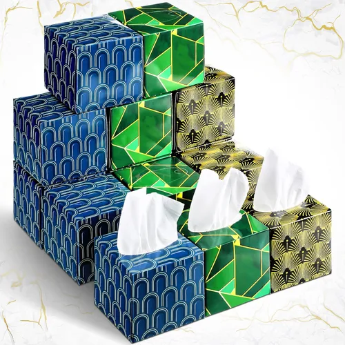 24 cajas de pañuelos, cajas de pañuelos faciales, cajas de pañuelos geométricos con diseño de flores, 2 capas, 80 hojas cada caja, pañuelos faciales