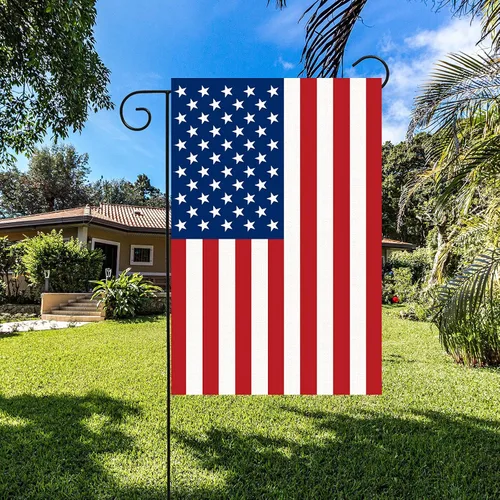 Miniatura 7 de Paquete de 2 banderas de jardín con bandera estadounidense, bandera patriótica de doble cara de 12 x 18 pulgadas, color vibrante, Día de los Caídos