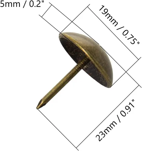 Miniatura 2 de 20 tachuelas redondas para tapicería de 0.748 in de diámetro de la cabeza, hierro galvanizado, estilo vintage, metal de 0.906 in/0.91 pulgadas