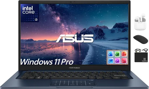 ASUS Vivobook Laptop FHD de 14 pulgadas para estudiantes de negocios 2025, computadora alimentada por IA, Intel i3 de 6 núcleos, 16 GB de RAM y 1 TB