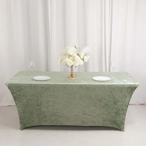 Miniatura 10 de Efavormart Cubierta de Mesa Rectangular Ajustada Elástica de Terciopelo Aplastado Beige de 6 pies