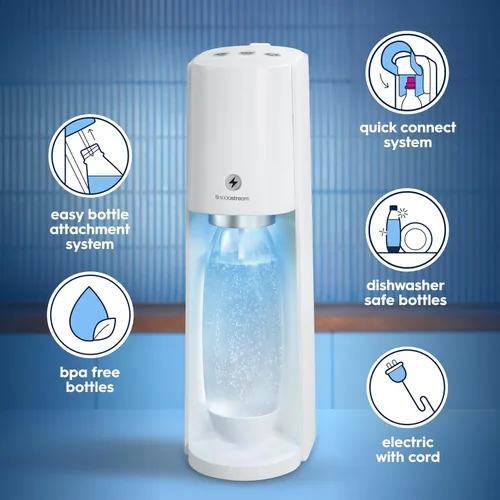Miniatura 5 de SodaStream E-TERRA - Paquete para hacer agua con gas (blanco), con CO2, botellas de carbonatación y sabores bubly Drops