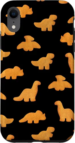 Patrón de pepitas de pollo para iPhone XR Dinos | Estuche negro realista divertido Dino