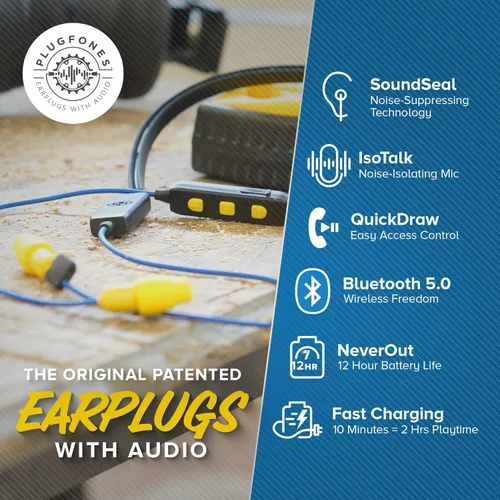 Miniatura 3 de Plugfones Liberate 2.0 Auriculares Inalámbricos Bluetooth Intrauditivos con Tapones para los Oídos - Auriculares con Reducción de Ruido 29NRR