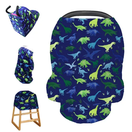 Miniatura 11 de Funda elástica para silla de auto infantil con suave gorro de bebé a juego, pañuelo de lactancia versátil, multiuso, para cochecito y silla alta