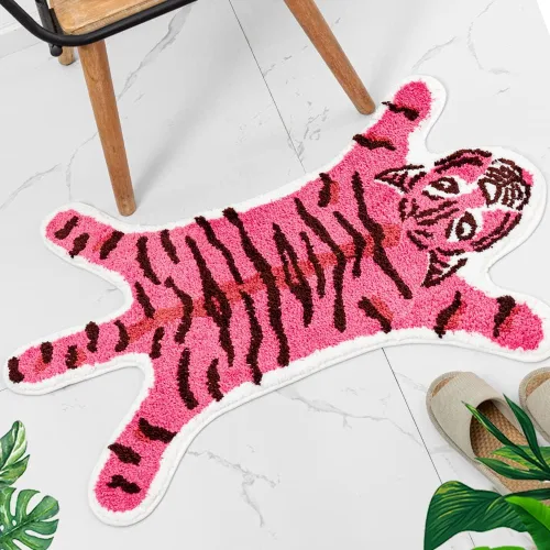 Miniatura 11 de Divertida alfombra de baño de leopardo marrón para baño, bonita alfombra de baño de dibujos animados de leopardo, antideslizante, absorbente