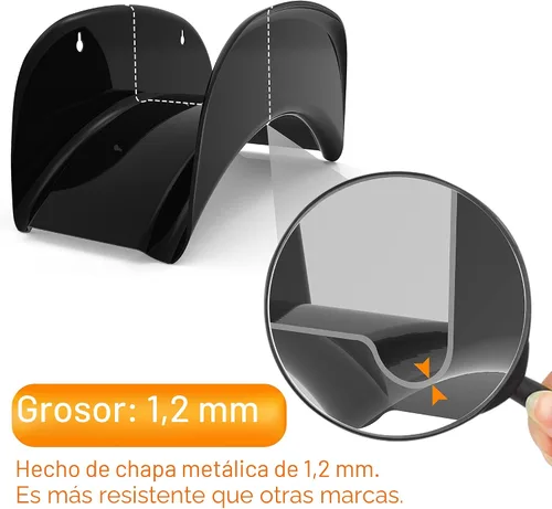 Miniatura 3 de Gardzen Soporte de pared resistente para manguera, gancho, estante, soporte para exterior, negro