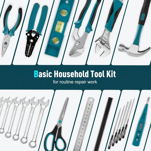 Miniatura 5 de Sundpey 379-PCs Home Tool Kit - Portable Complete Household and Auto Repair Tool Set - Hand General Basic Tool Box Storage Case with Drawer - Full