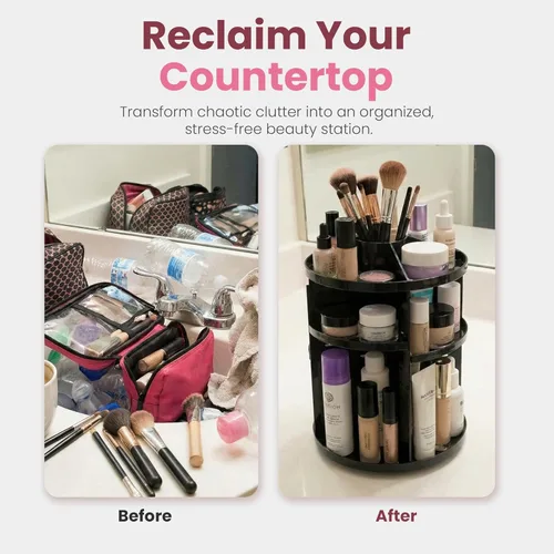 Miniatura 5 de Organizador de maquillaje giratorio de 360 grados – Altura ajustable y totalmente giratorio. El organizador de cosméticos perfecto para el tocador