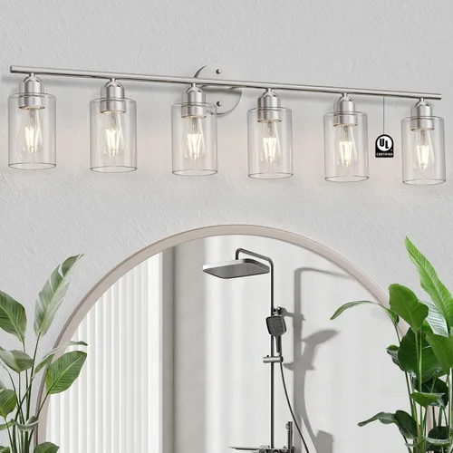 Miniatura 18 de Luz de Tocador de Baño Negra de 2 Luces Luces de Tocador de Baño Rústicas Sobre Espejo, Certificada por UL Apliques de Pared Industriales Modernos