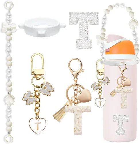 Miniatura 81 de Lindo Juego de Dijes de Letras para Botella de Agua Owala de 24oz, 32oz, 40oz, Owala Kids y Vaso de Café, FreeSip – Incluye Correa con Asa, para Rosa