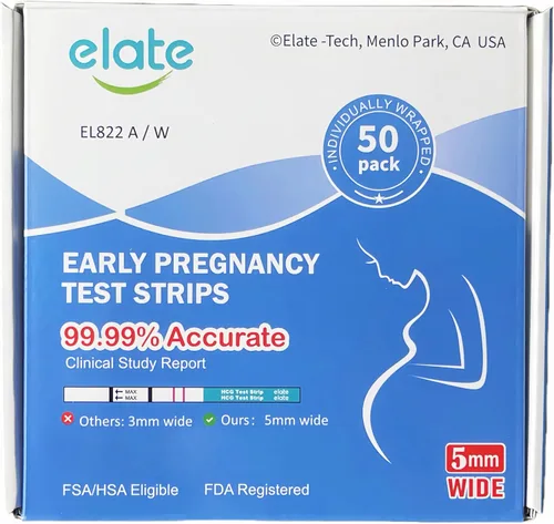 Miniatura 12 de Elate Tiras de prueba de embarazo, 20 unidades, prueba de detección temprana HCG, alta sensibilidad, resultados precisos del 99.99%, kit de prueba